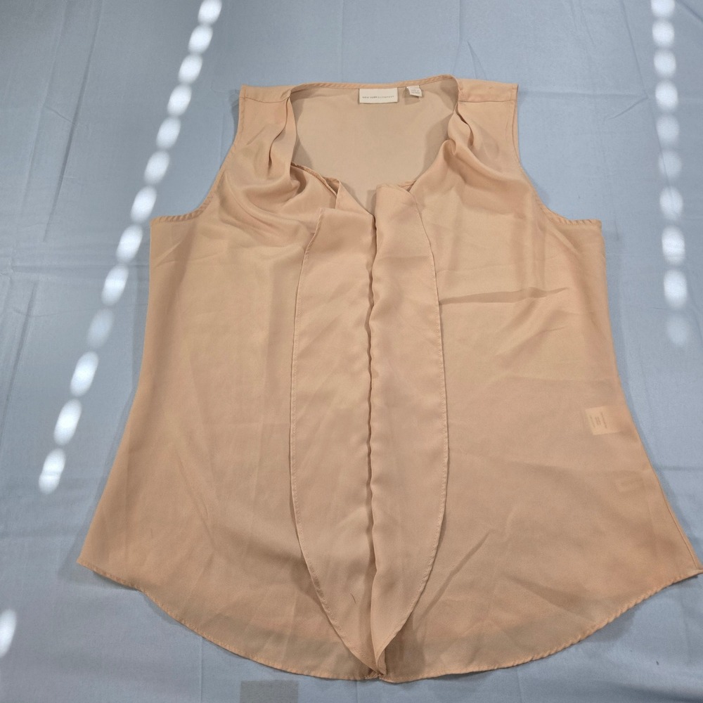 New York & Company Peach Tan Sleeveless Draped V-Neck Blouse Medium VN080006